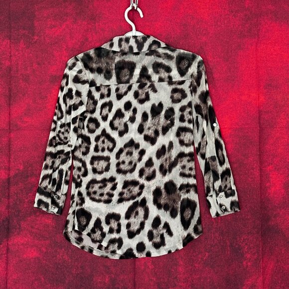INC INTERNATIONAL CONCEPTS WOMEN'S LONG SLEEVE LEOPARD PRINT BLOUSE, SIZE S-SMAL - Picture 3 of 8